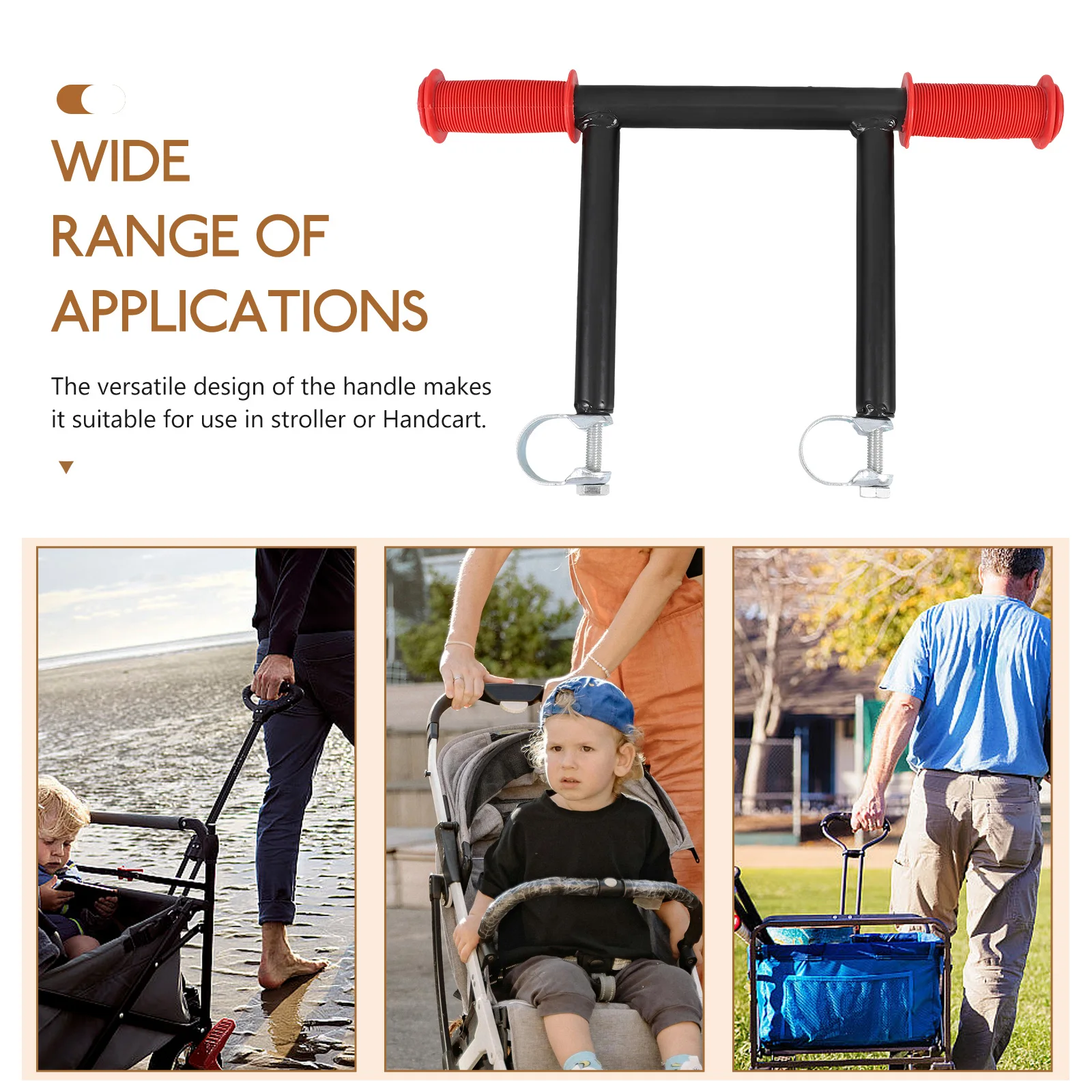 

Camping Wagon Handle Red Rubber 28mm Iron Ergonomic Comfortable Grip Stroller Carts Portable Outdoor Cart Supply