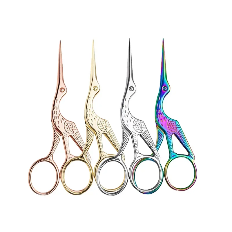 1pc Retro Crane Shaped Eyebrow Trimmer Scissors Nose Hair Vintage Facial Makeup Scissors Stainless Steel Nail Manicure Tools