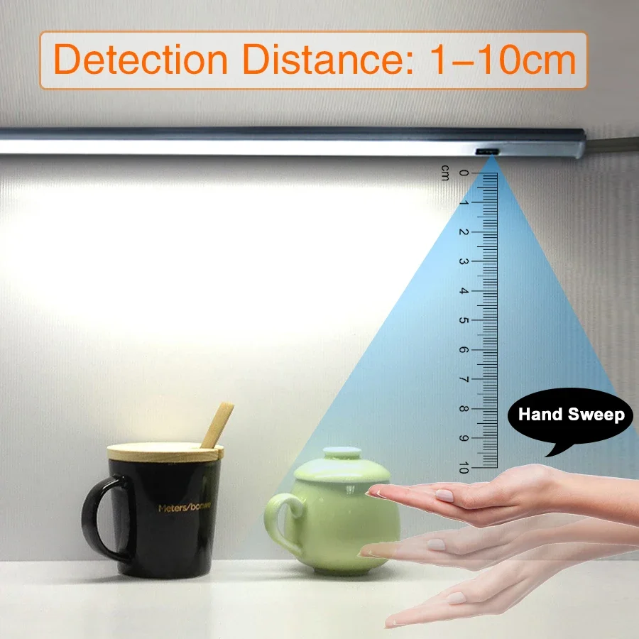 USB Desk Lamp Hand Sweep Switch Reading Light Study Bedside Cabinet