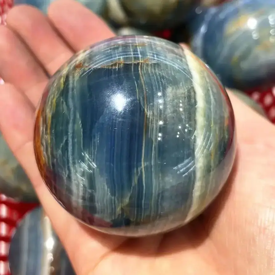 

6cm Natural Blue Onyx layered Agate Spheres Real Lanlex Quartz Precious Gemstone Mineral Collection Home Decor Reiki Ball