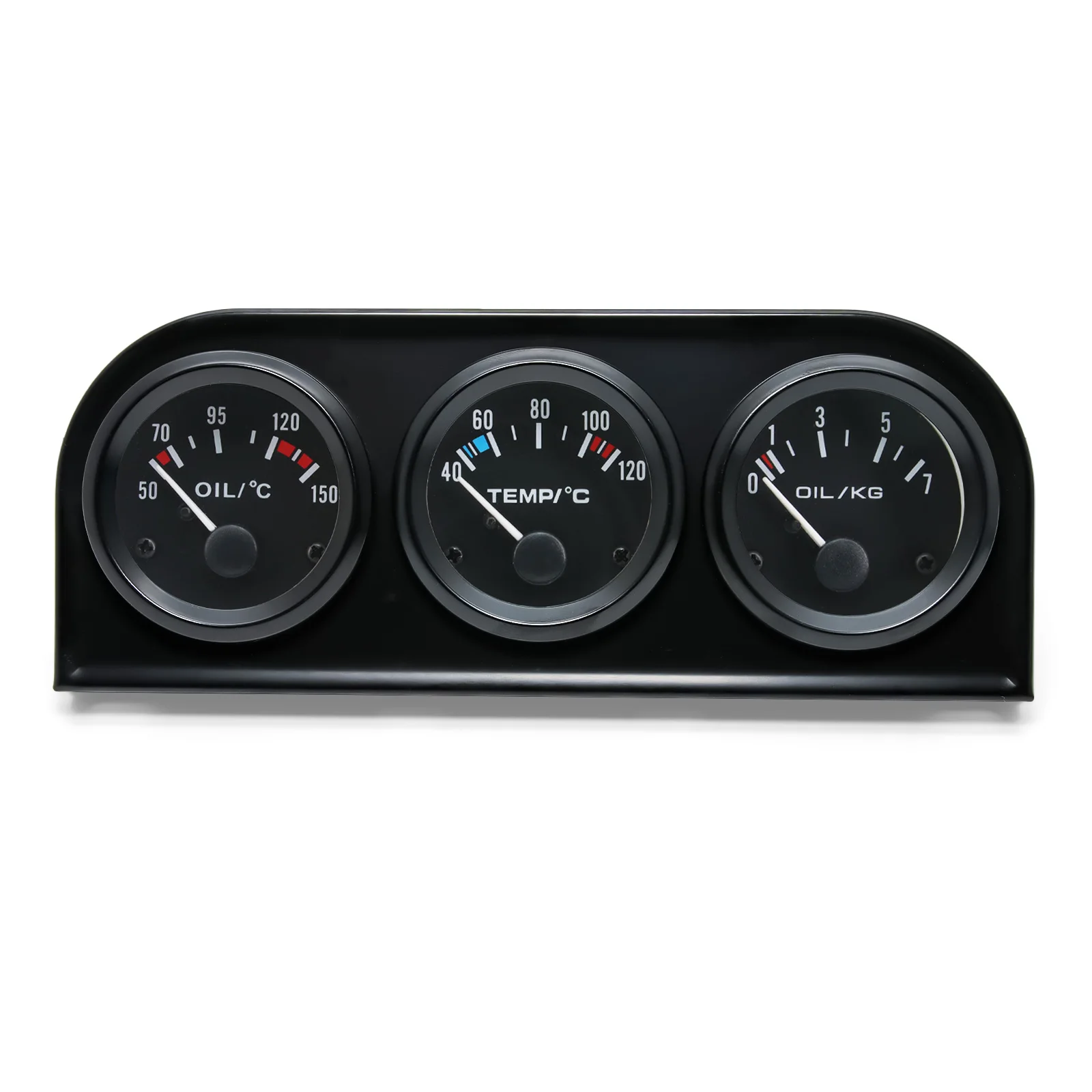 3-in-1 Messgerät-Set 52mm Öltemperatur Öldruck Voltmeter Set Universal 12V Auto Schwarz&Chrom Blende mit Wasser- und Öltemperatursensor – Detail 1