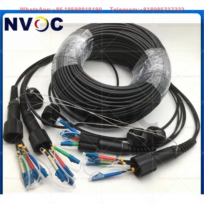 8Cores Single Mode 100M 125M 150M 200M 250M 300M SM G657A,LSZH,8C PDLC-PDLC/UPC Armored Fiber Optic Patch Cord Cable Connector