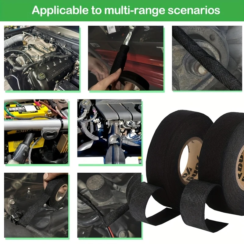 1PC Auto Schwarz Samt Tuch 15M Flammschutzmittel Band Tragen-Beständig Isolierende Wärmedämmung Stoff Band Auto kabelbaum