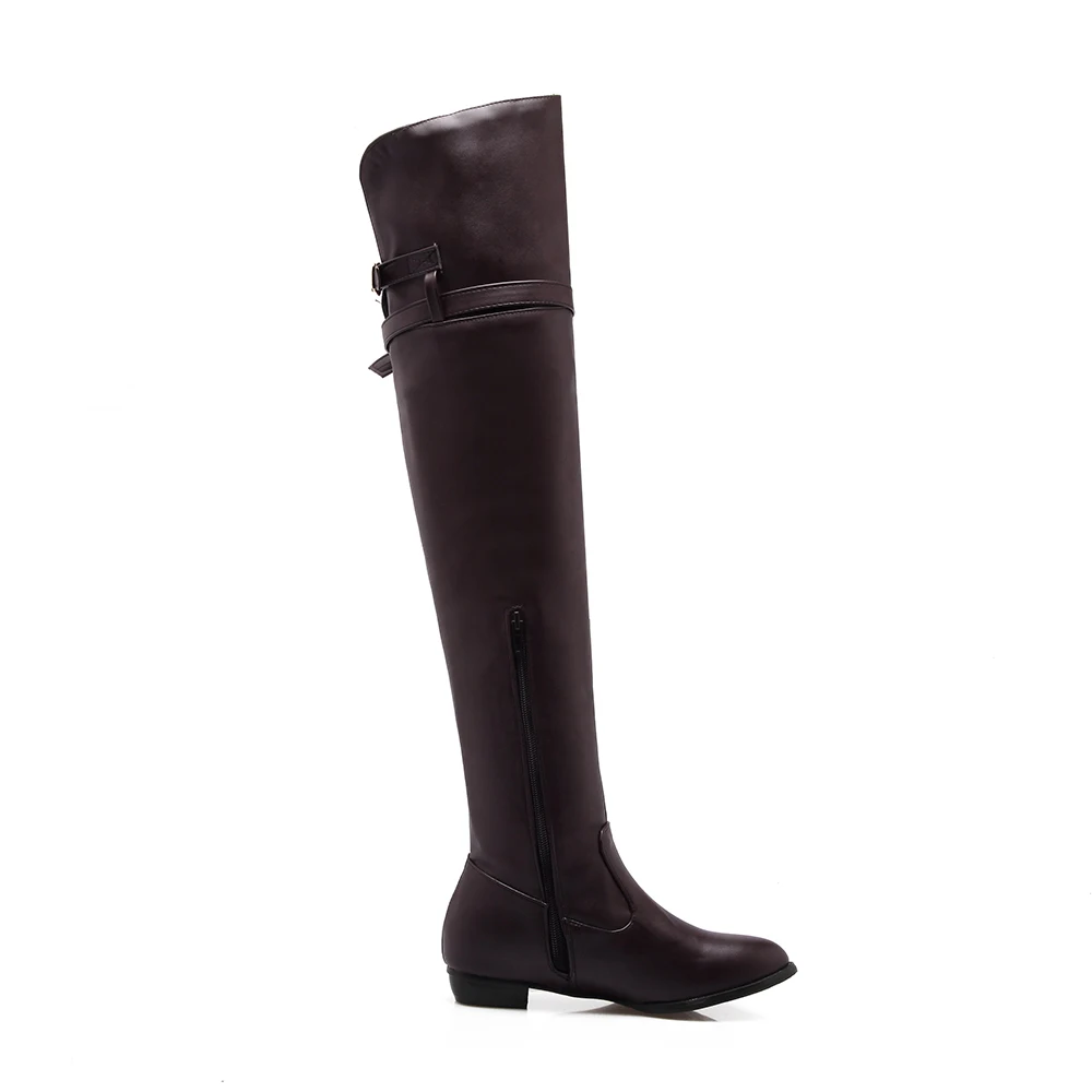 New Winter Women Over the Knee Thigh High Boots Sweet Black Brown Ladies Shoes A181H Plus Big Size 45 10 11 Warm Fur