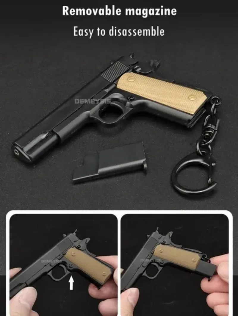 Tactical Pistol Shape Keychain 1911 Model Gun Weapon Keyring Key Chain Ring Decomposable Portable Decorations Gift Pendant