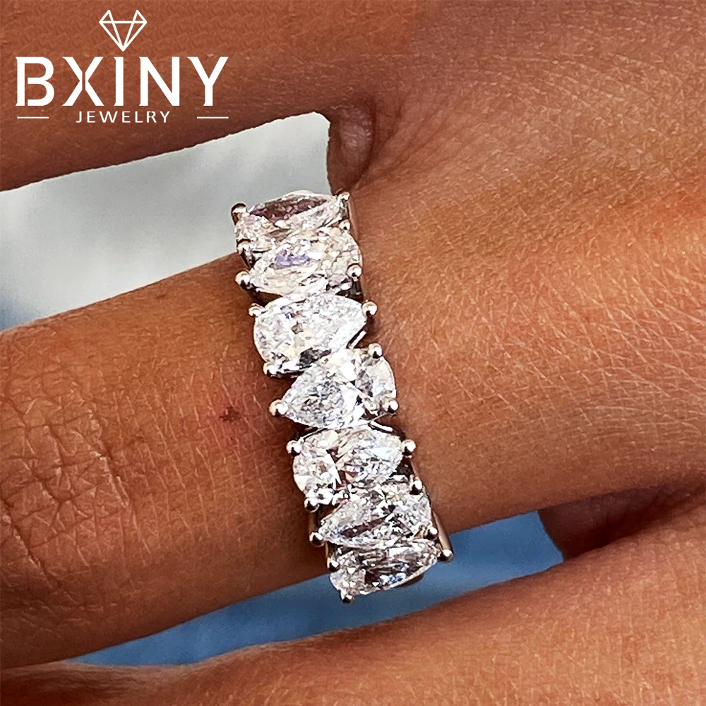 

Кольца BXINY грушевидной огранки с муассанитом, стерлинговое серебро 925 пробы, сертифицированные GRA лабораторные бриллианты для женщин, обручальные кольца вечности, ювелирные изделия