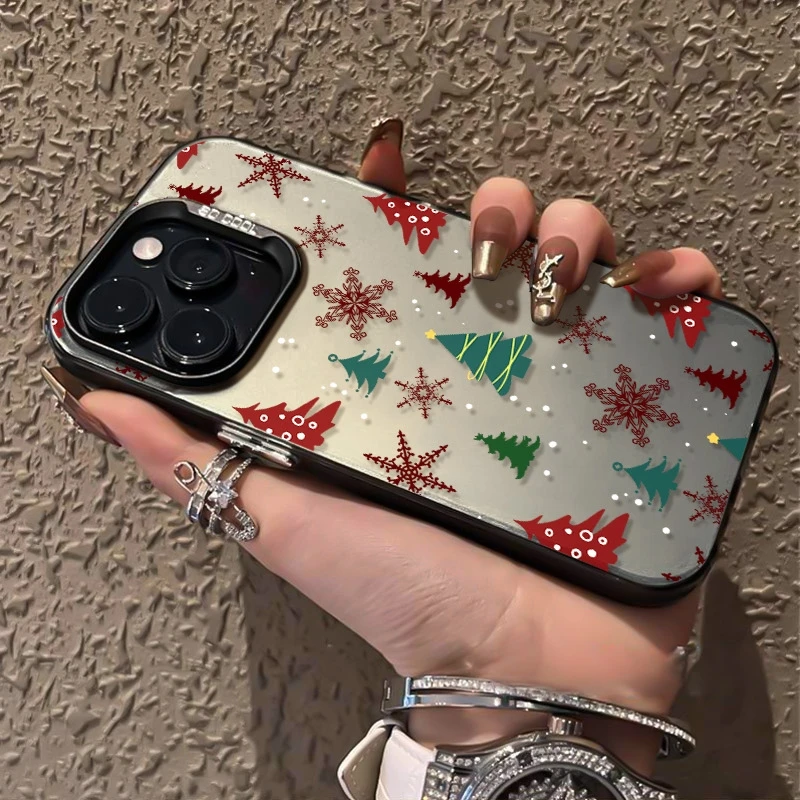 Joyful Christmas Pattern Electroplated Laser Tpu Vitality Phone Case, Adecuado para Iphone17 Air Pro Max iPhone 16 15 14 13 12 11 XS Xr X 7 8 12/13 Mini Plus Pro Max Se Regalo de cumpleaños/San Valentín