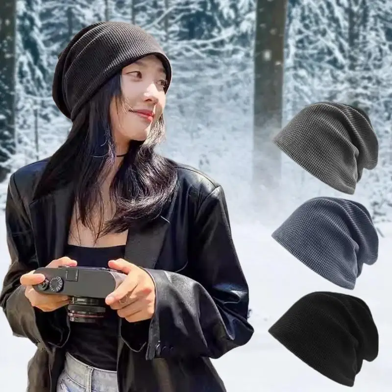 캐주얼 따뜻한 얇은 니트 모자 귀여운 야외 방한 모자 귀 보호 따뜻한 스택 모자 남녀 공용