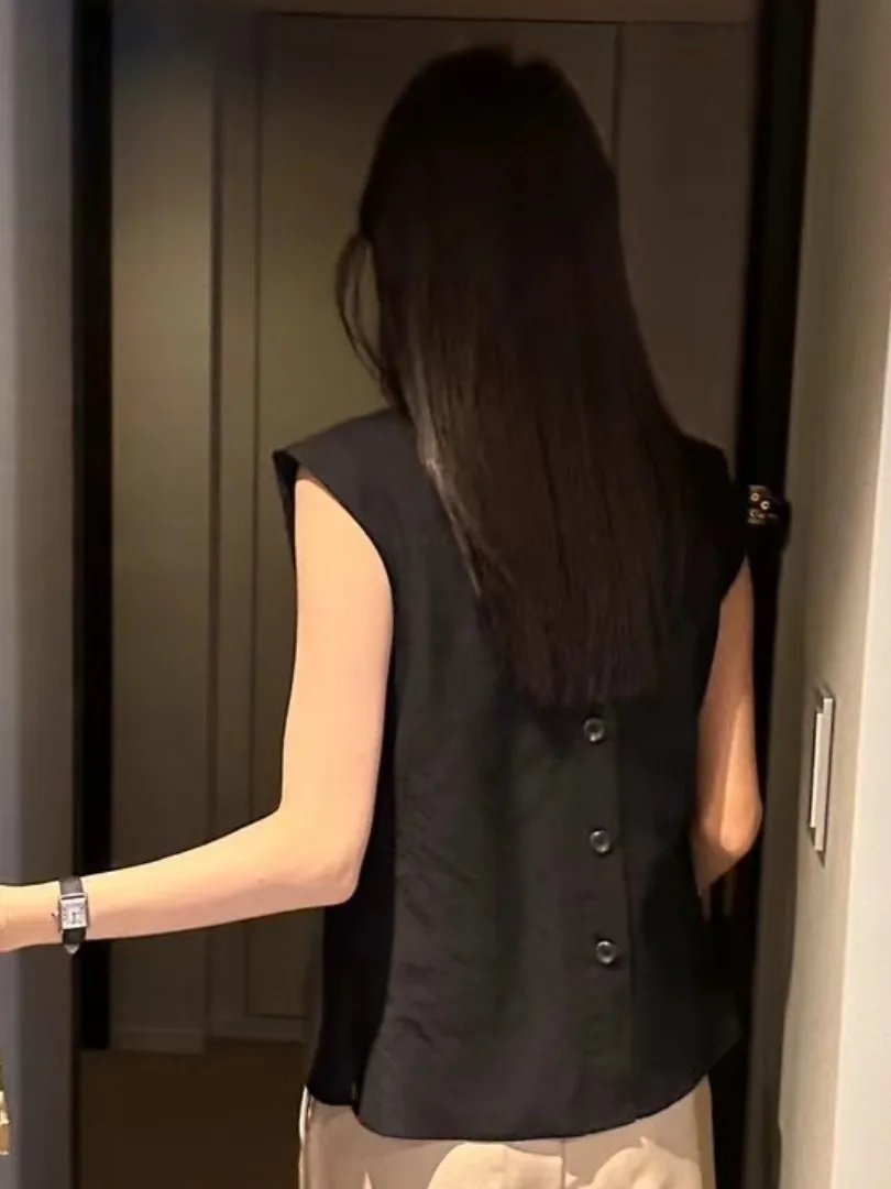 Ele Svel irt เสื้อผ้าผู้หญิงแฟชั่นเกาหลีดีไซน์ฤดูร้อนใหม่ Sle ature วัสดุคุณภาพสูงรูปแบบสีบริสุทธิ์