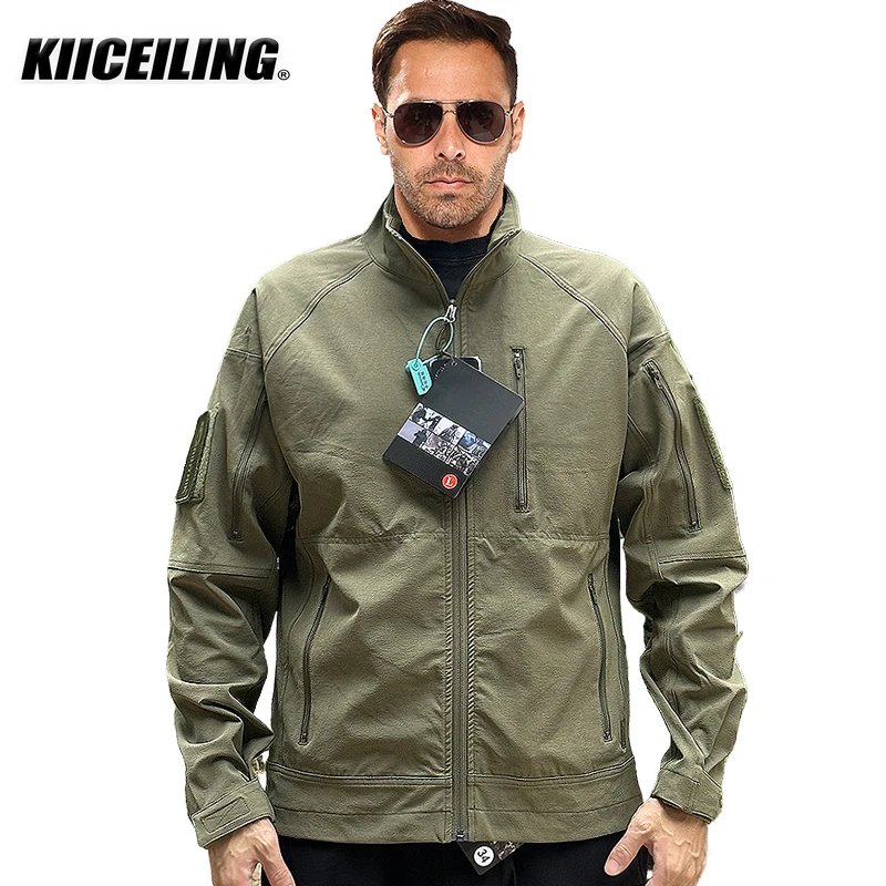 

KIICEILING Multicam UF-Gear, Summer Sun Protection Stretch Waterproof Hiking Jackets, Tactical Jackets for Men, Camouflage Coat