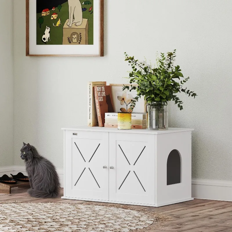 Concealed, with door, cat hole, handle, indoor pet house side table c