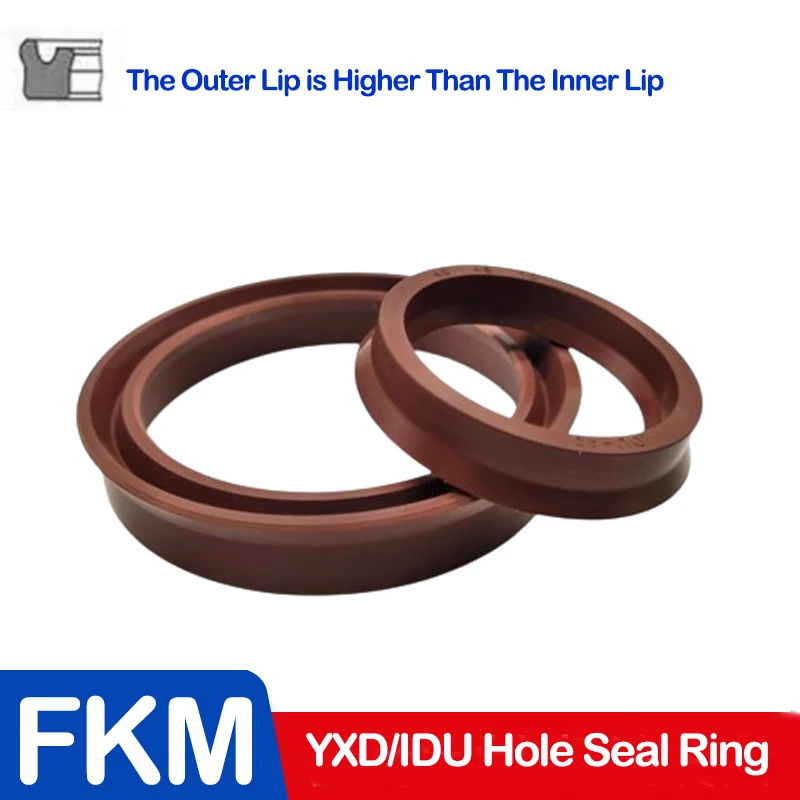 Fluorine Rubber YXD/IDU Shaft Seal Ring, Pneumatic, Piston seal, Hydraulic, Outer Diameter 12-400mm, Used to Seal Piston