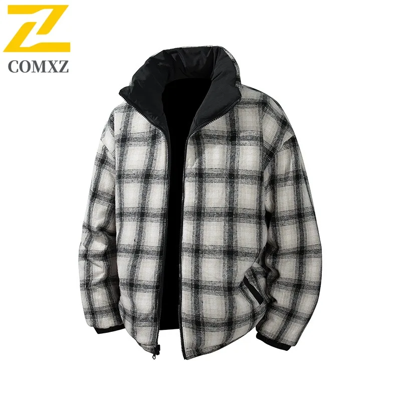 COMXZ Men Winter Jacket Classic Thickened Plus Size Travel Snow Warm Cold-Resistant Ski Puffer Jacket Loose Street Parker Coat