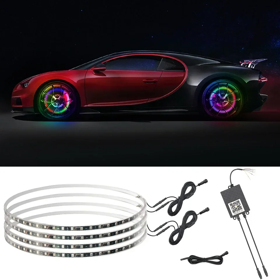 4Pcs Hub Light Wheel Led Car Modification Accessories Dream Colorful Auto SUV Styling Lamp with tune brake signal APP Remote 12V