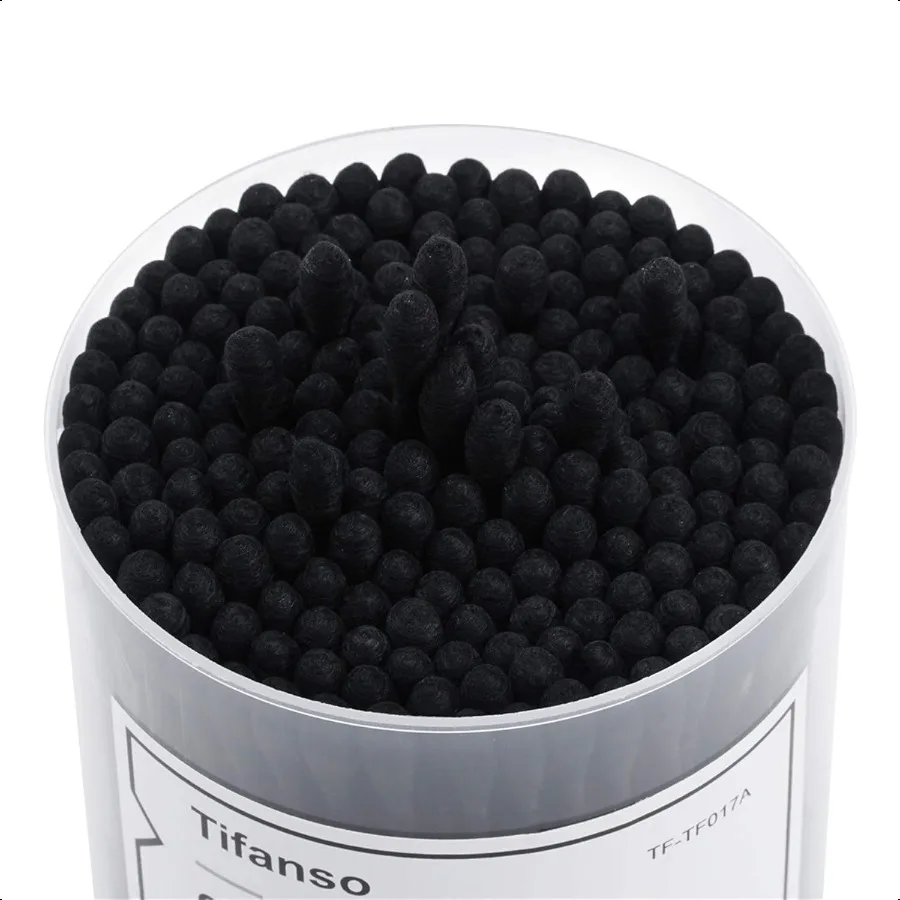 tifanso 200 Count Black Cotton Swabs Natural Black Double Tipped Cotton Buds CrueltyFree Ear Swabs ChlorineFree Hypoallergenic
