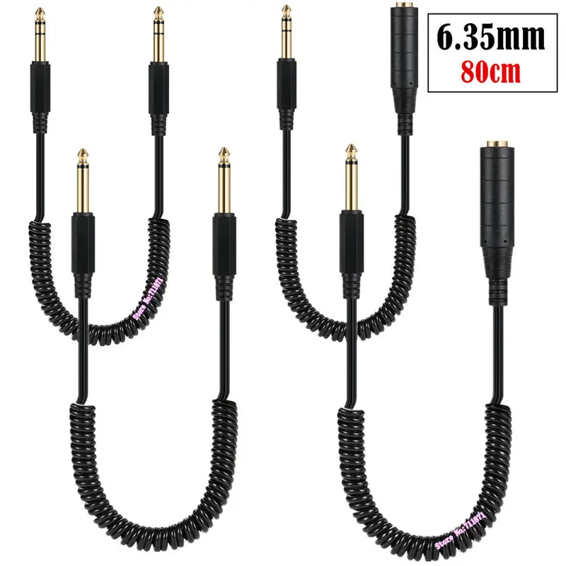 Elastic expansion contraction TS TRS 6.35 Male Female Male to Male cable Line Mono Stereo 6.35mm Female Male Spring wire Cord