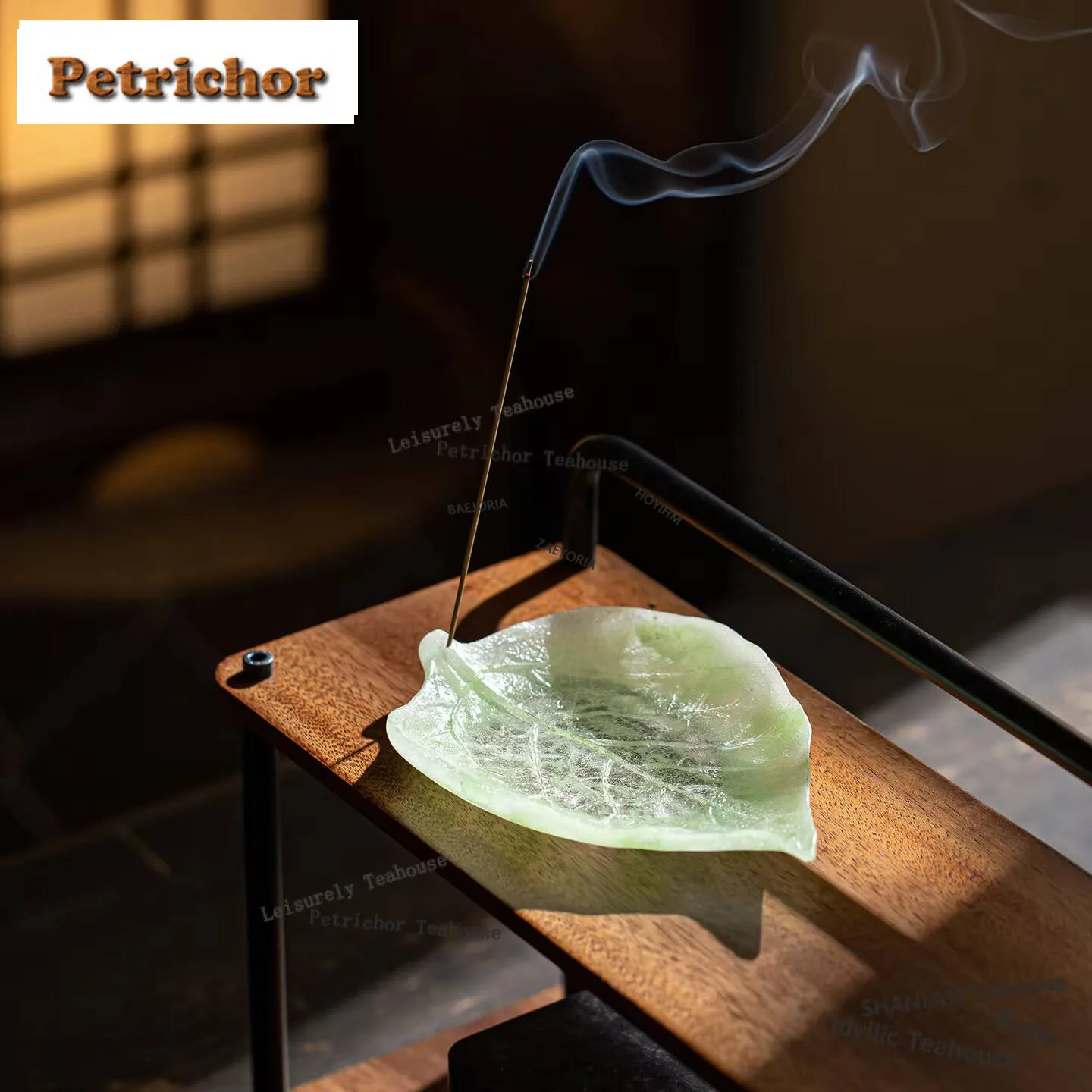 Ancient Colored Glaze Leaf-shaped Incense Holder Incense Smoke Waterfall Incense Burners Meditation Censer Teaware Ornaments
