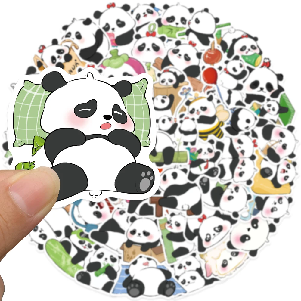 50pcs Cartoon Panda Sticker Cute Funny Decal For Laptop Luggage Scrapbook Stationery Phone Fridge Closet Wallet Backpack Sticker