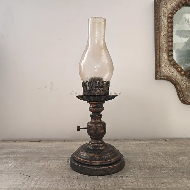 Wiring-free rechargeable wrought iron table lamp French creative decorative ornament  lamp candlestick