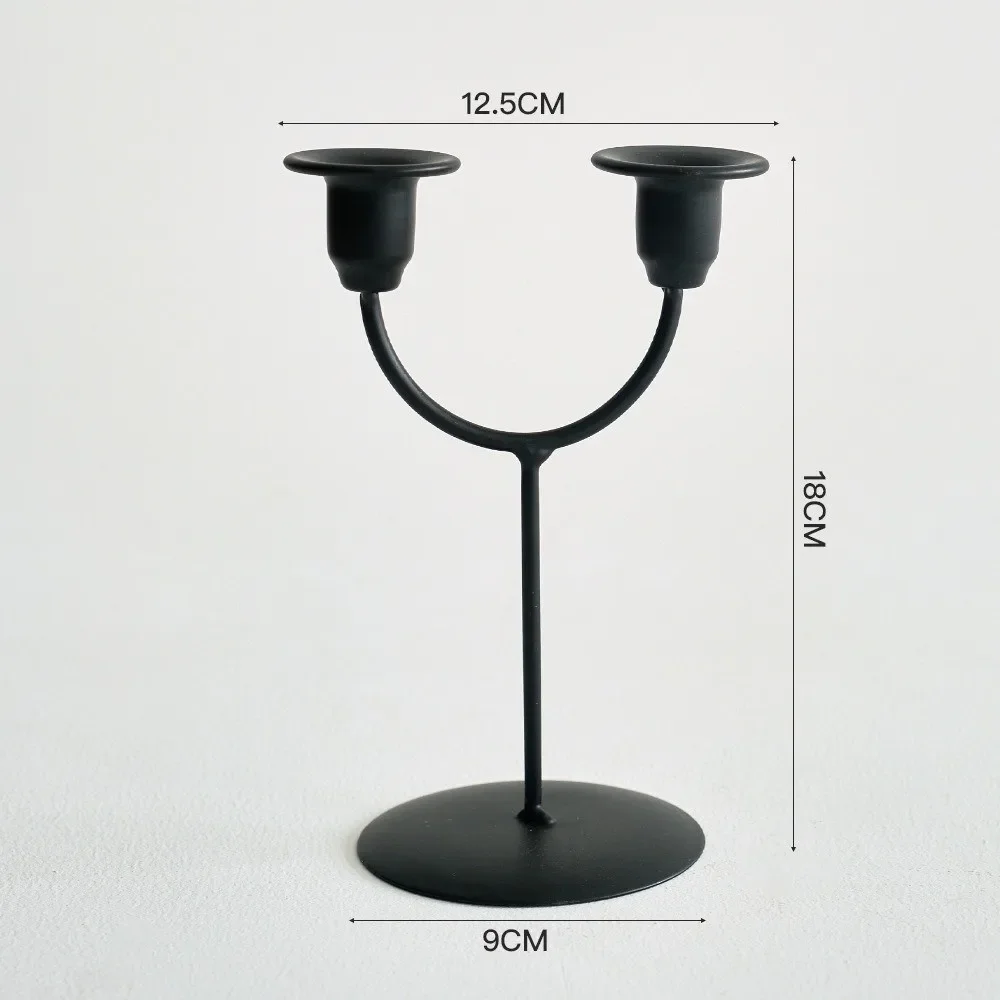 New Romantic Tabletop Candle Holders Double Headed Metal Candlestick Holder Ornament U-shaped Candle Stand For Wedding Party