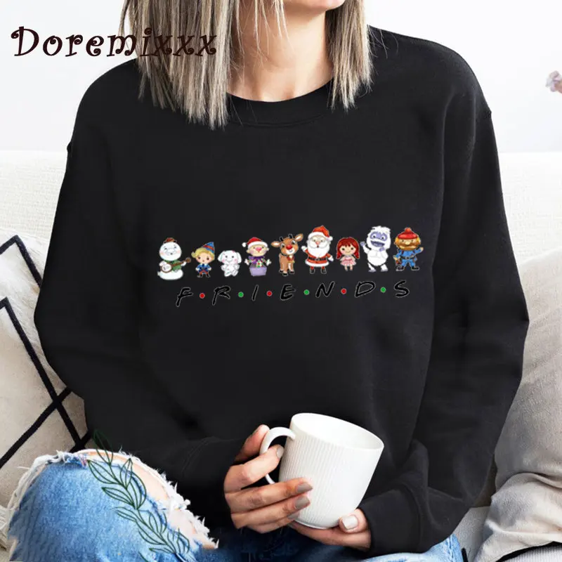 Felpa oversize allentata da donna Rudolph felpe con cappuccio con naso rosso cotone manica lunga pullover Casual femminili vestiti Kawaii di natale