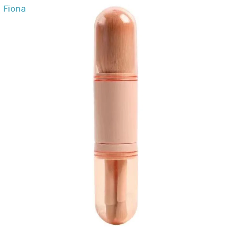 ✔ Juego de Brochas de Maquillaje 4 en 1, Brochas de Maquillaje Retráctiles de Viaje Color Rosa con Estuche de Almacenamiento para Base, Sombra de Ojos y Rubor