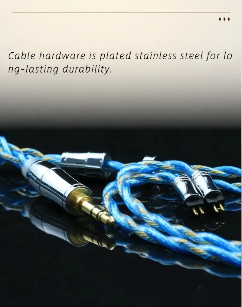 IvipQ-535 4-adriges HIFI-Kopfhörer-Upgrade-Kabel mit 0,78 2PIN/MMCX/Recessed-0,78 2pin, anwendbar für MOONDROP AKG – Detail 2