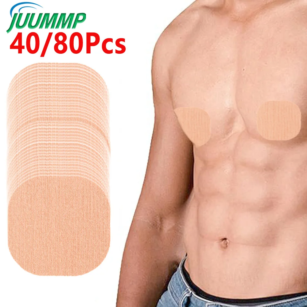 40 Pcs Men Adhesive Nipple Covers, Invisible Disposable Chest Stickers Anti-Friction Nipple Pads for Running Sports