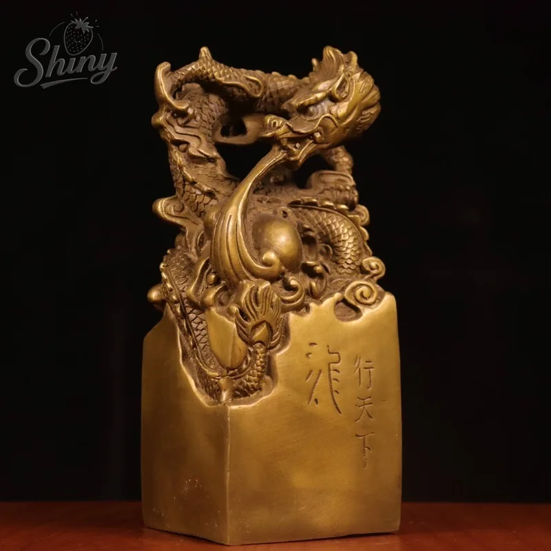 

Brass Dragon Travels The World Seal Dragon-Head Seal Home Living Room Artisan Craft Desktop Ornament