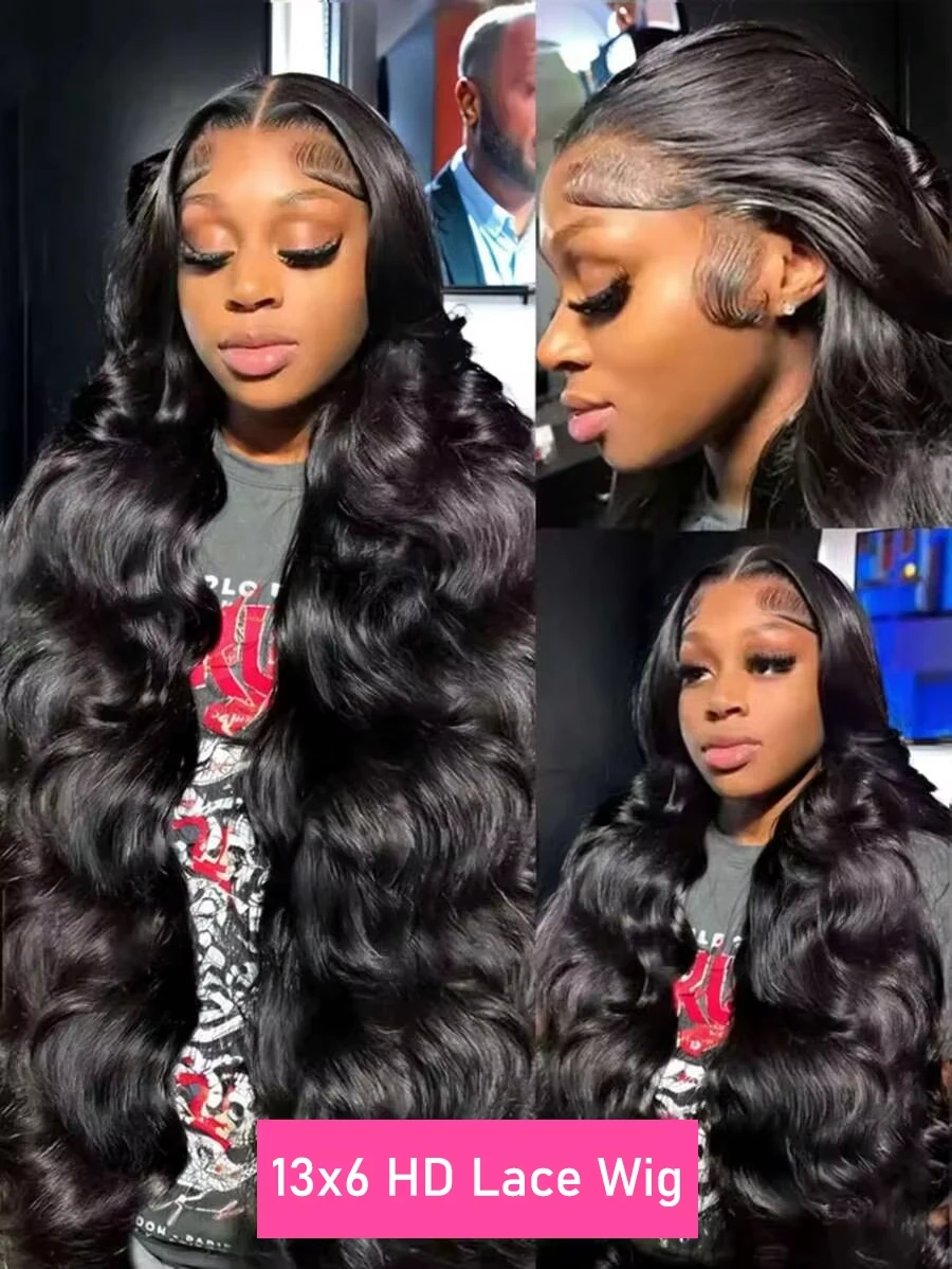 Wewave Black Wig Body Wave Lace Front Wig 13x6 13x4 40 Inch Hd Lace Wigs Bleached Knoted Pre Plucked Clearance Sale Items image 2