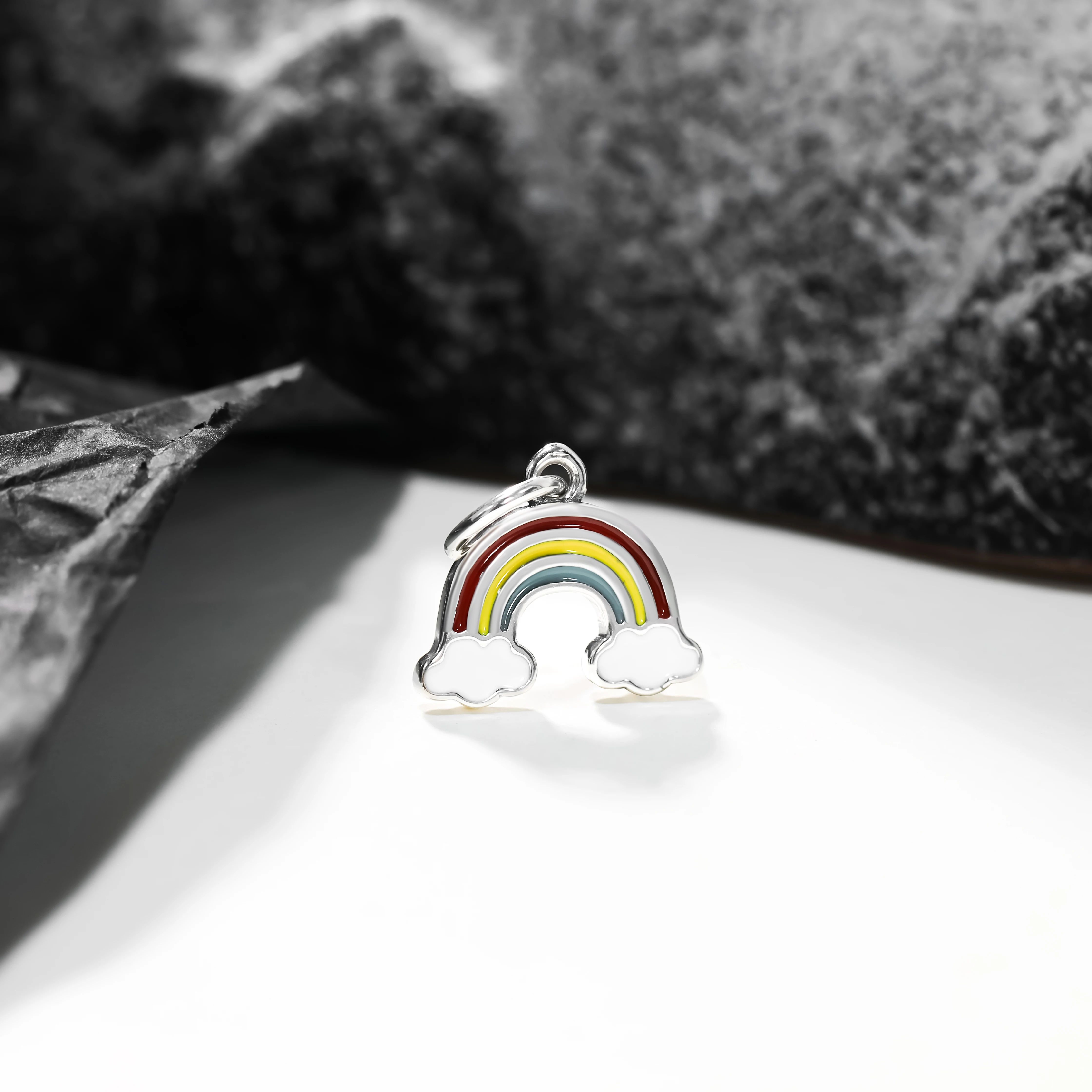

DJ041C authentic 925 sterling silver exquisite fashion DIY silver jewelry enamel rainbow pendant