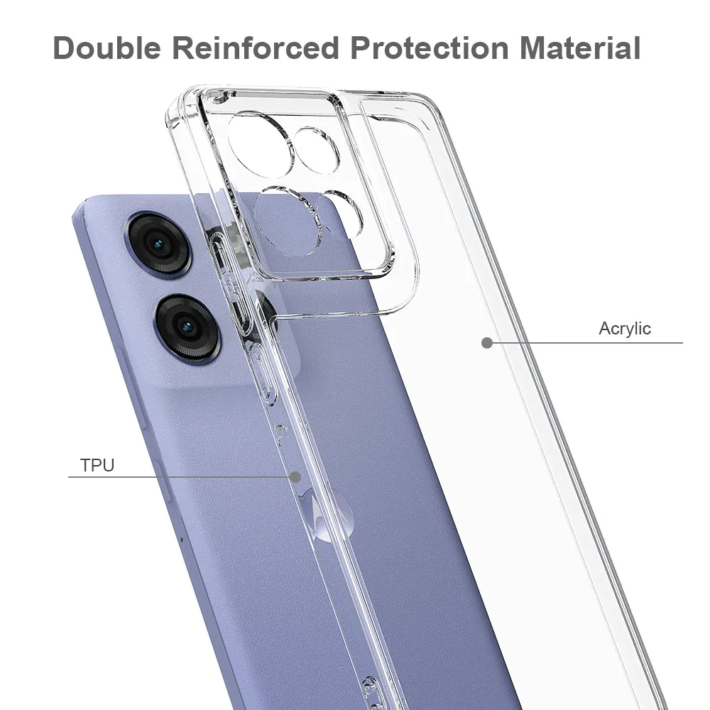 Shockproof Acrylic Clear Hard Case For Motorola Moto G75 G55 G35 G85, Slim Non-Yellowing Crystal Transparent TPU PC Phone Cover