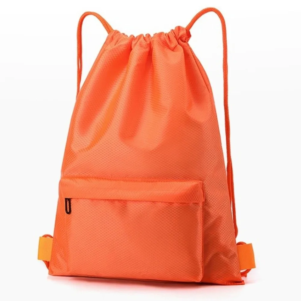 Portable Solid Color Drawstring Gym Bag Large Capacity Quick Drying Fitness Bag Waterproof Lightweight Training Backpack Unisex