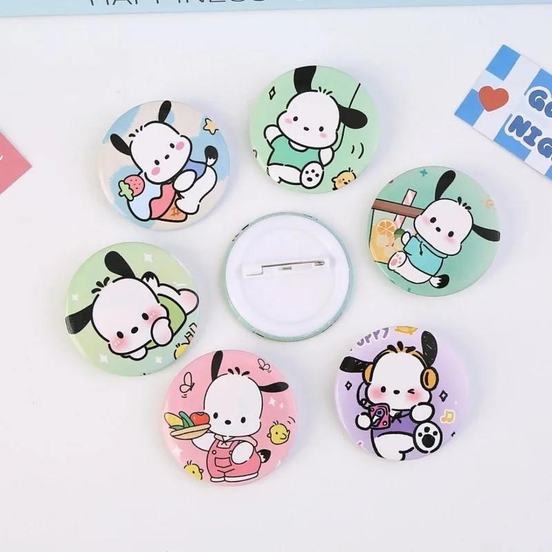 Hello Kitty Sanrio My Melody Kuromi cannella Anime distintivi zaino Cartoon Pin spilla FashionJeans accessori regalo per bambini 8 pezzi