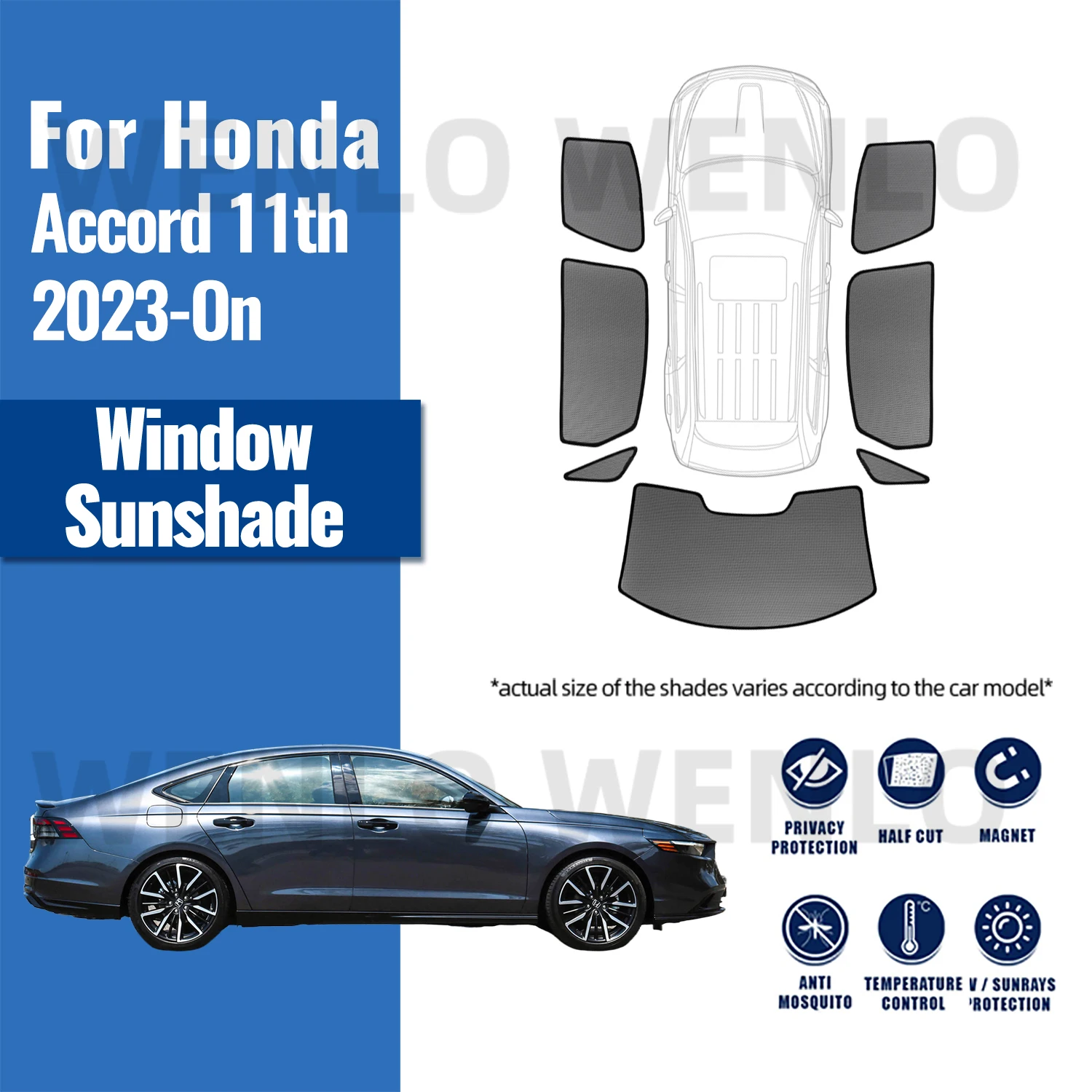 

For Honda Accord 11th 2023 2024 Car Sunshade Shield Magnetic Front Windshield Frame Curtain Rear Side Window Sun Shades Visor