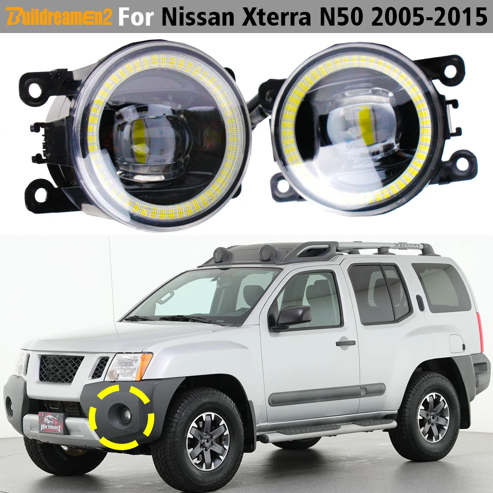 2 x led luz de nevoeiro anjo olho luz do dia para nissan xterra n50 2005-2015 30w carro canbus nevoeiro lâmpada drl h11 12v