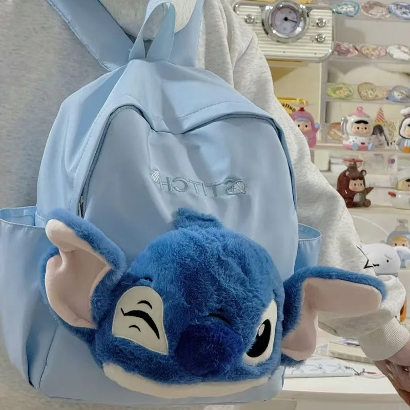 

Stitch Plush Backpack Cute Cartoon Ins Style Large Capacity Versatile Casual School Bag For Women Daily Commute Travel