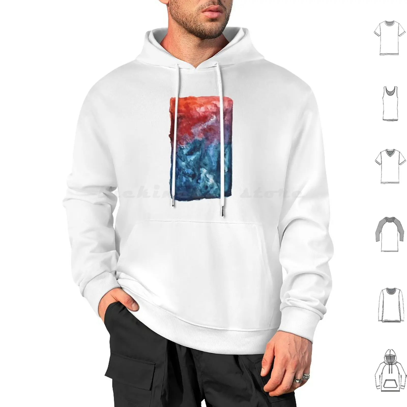 Watercolor , Red To Blue Ombre Hoodies Long Sleeve Aquarelle Watercolor Ombre Kinda Red Purple Blue Eleeenav