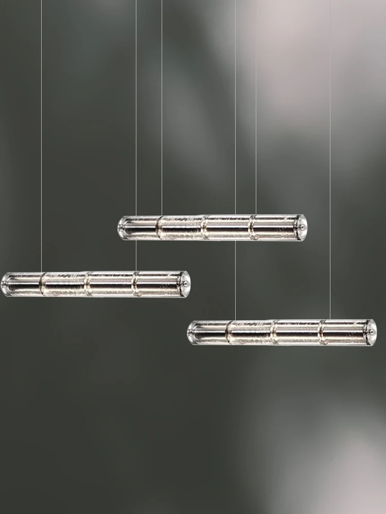 

Italian Minimalist Restaurant Lights Hanging Lamp Ceiling LED Crystal Glass High-end Long Bar Tea Room Decor Art Chandeliers