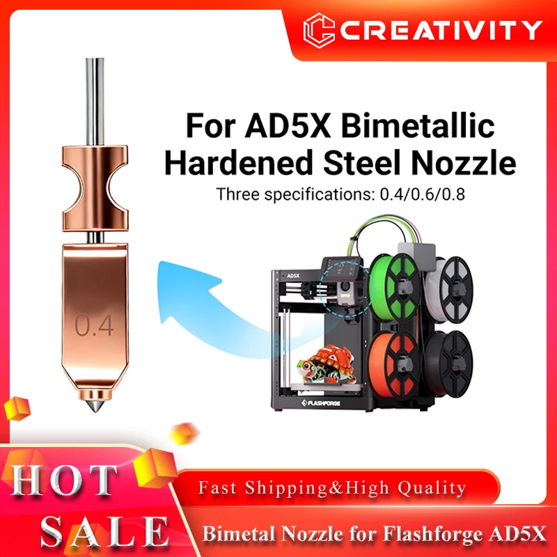 

Upgrade One Piece Bimetal Nozzle Assembly for Flashforge AD5X 0.4 0.6 0.8 Ad5x Flashforge Extruder Hotend 3d Printer Accessories