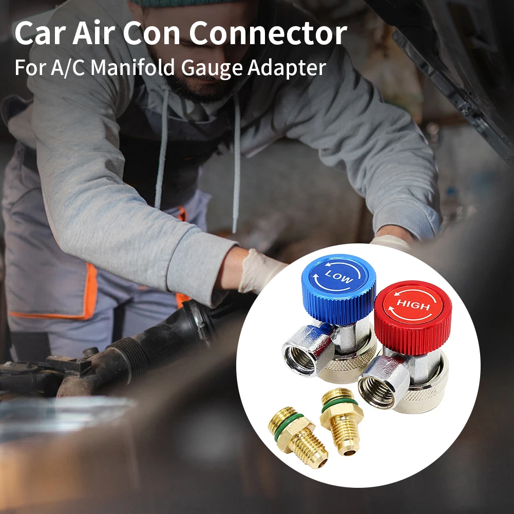 

R134A A/C Manifold Gauge Adapter Copper A/C Adapter H/L Manifold Connector Air Conditioner Coolant Air Conditioning Accessories