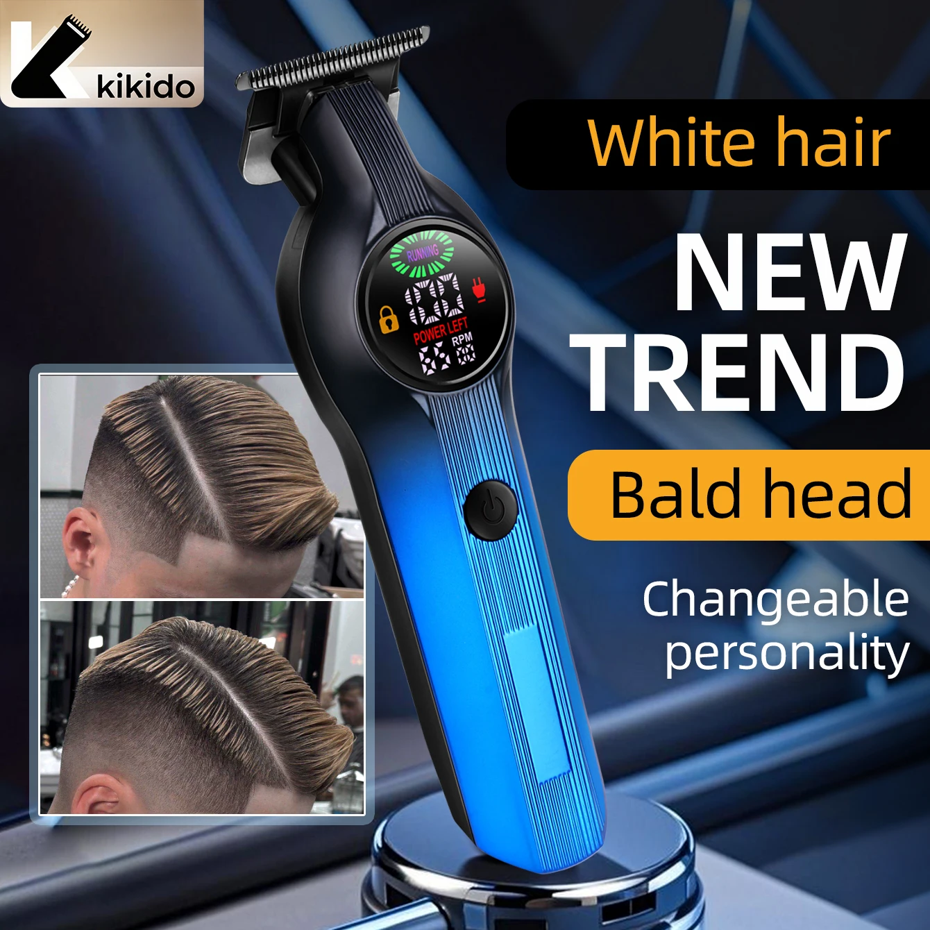 

KIKIDO Профессиональная электрическая машинка для стрижки волос Беспроводная машинка для стрижки волос Электрическая машинка для стрижки волос большой емкости Перезаряжаемый светодиодный дисплей