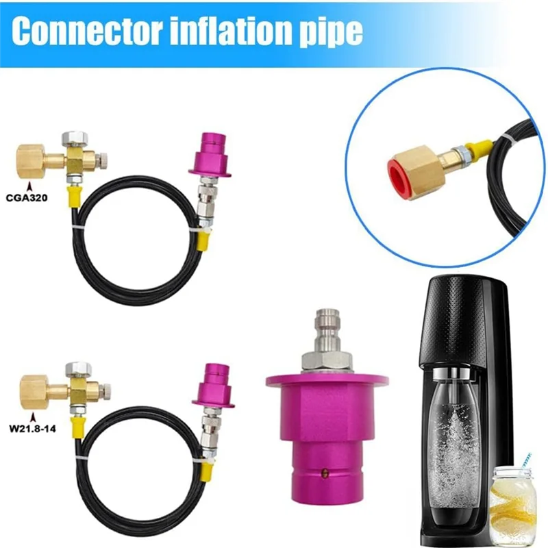 Dispensador de refrescos de ABLL-1 pieza, puerto de inflado, dispensador de burbujas, conexión rápida al adaptador de CO2 externo, conexión de desconexión rápida