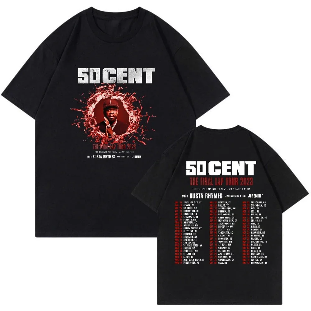 

Cotton 50 Cent The Final Lap Tour T-shirt Fashion Crewneck Short Sleeve Streetwear Men Women T-shirt 2024 Hip Hop Clothes