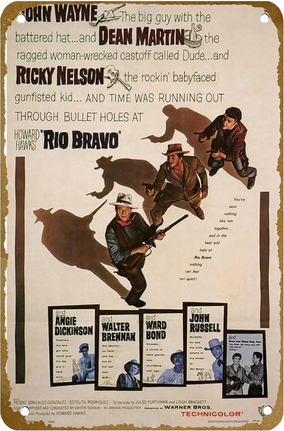 Rio Bravo (1959) Poster Metal Tin sign Logo Family Club Bar Cafe Bedroom Art Wall Decoration Gift