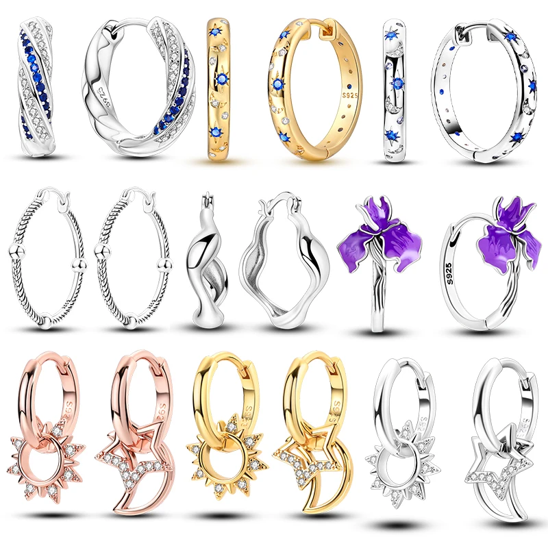 Original 925 Silver Starry Sky Lnlay in Multiple Styles Earrings Exquisite Earrings For Women DIY Fashion Party Jewelry Gift Hot