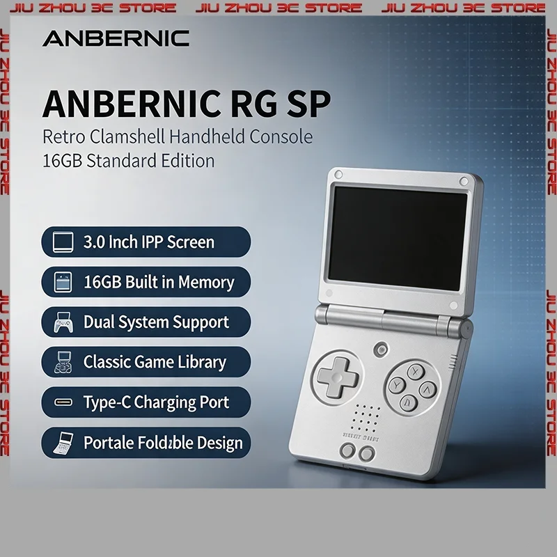 2026 RG SP Retro Flip Handheld Game Console 3.4 Inch IPS Screen Portable Open Source Games Connect To Tv For Boyfriend Gift