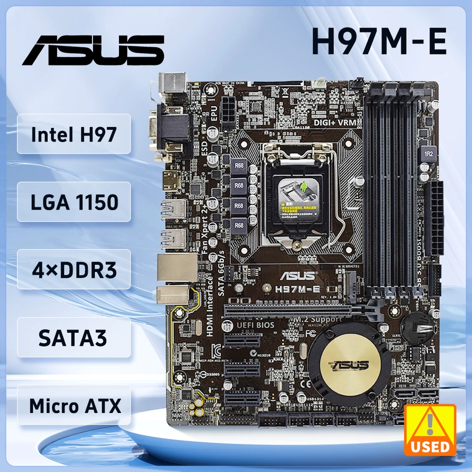 Asus-H97M-Eマザーボード,Intel h97,ddr3,16gb,pci-e 3.0,m.2,usb 3.0