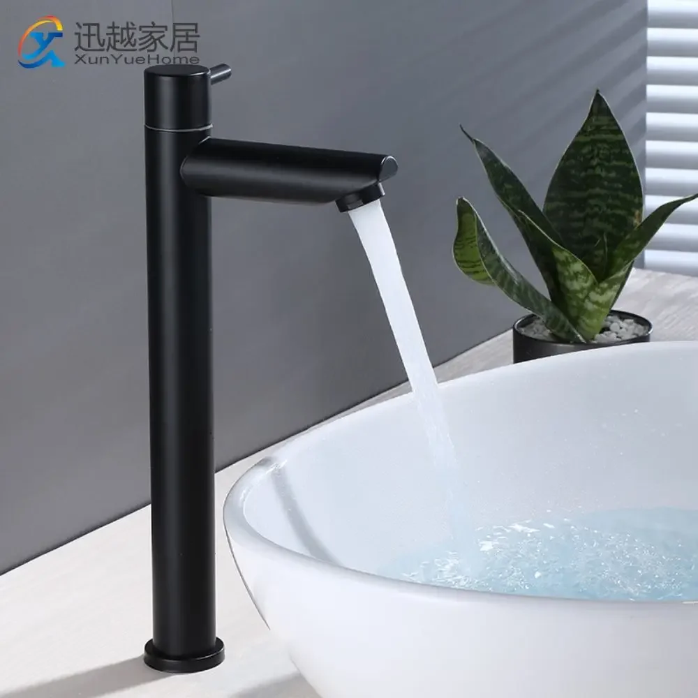 

Washbasin Single Cold Basin Faucet For Toilet Bathroom Sanitary Ware Black 304 Stainless Steel Sink Accessories