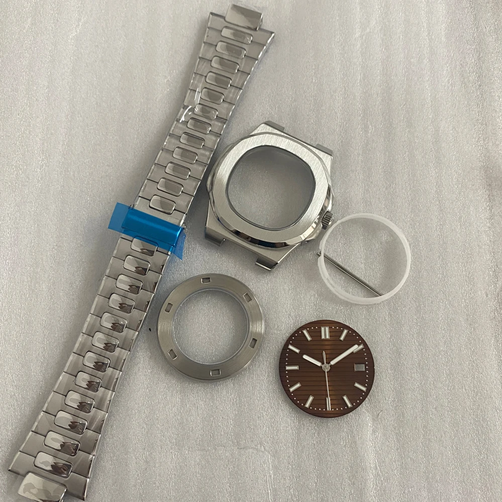 Accesorios de reloj de acero inoxidable para hombre, caja de reloj de 41mm, cristal de zafiro, resistente al agua, conjunto de carcasa mecánica para